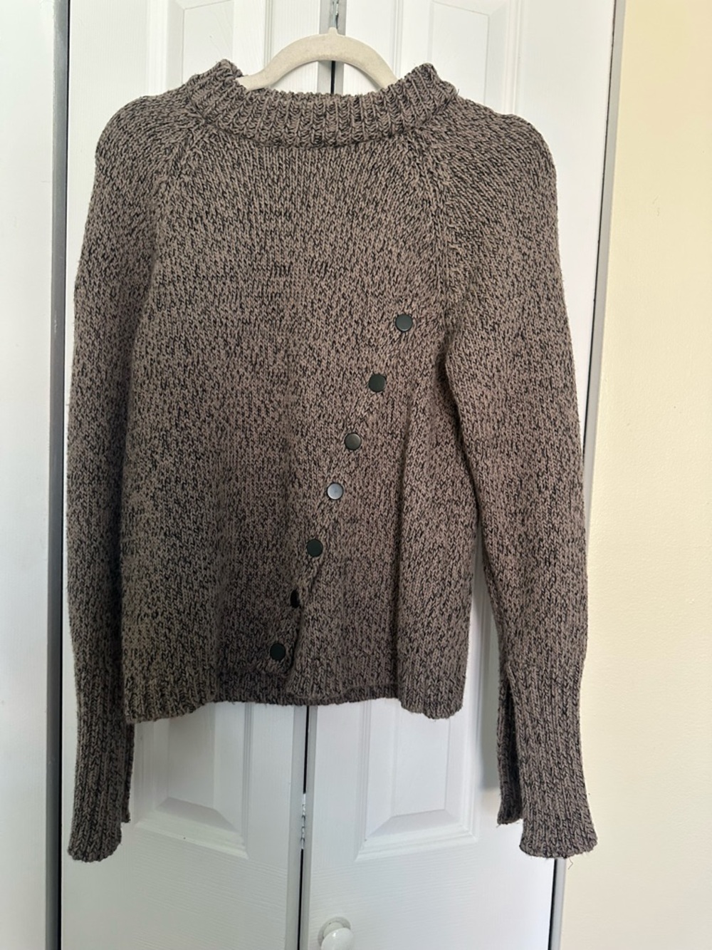 Women’s Brown Marled Button-Accent Knit Sweater